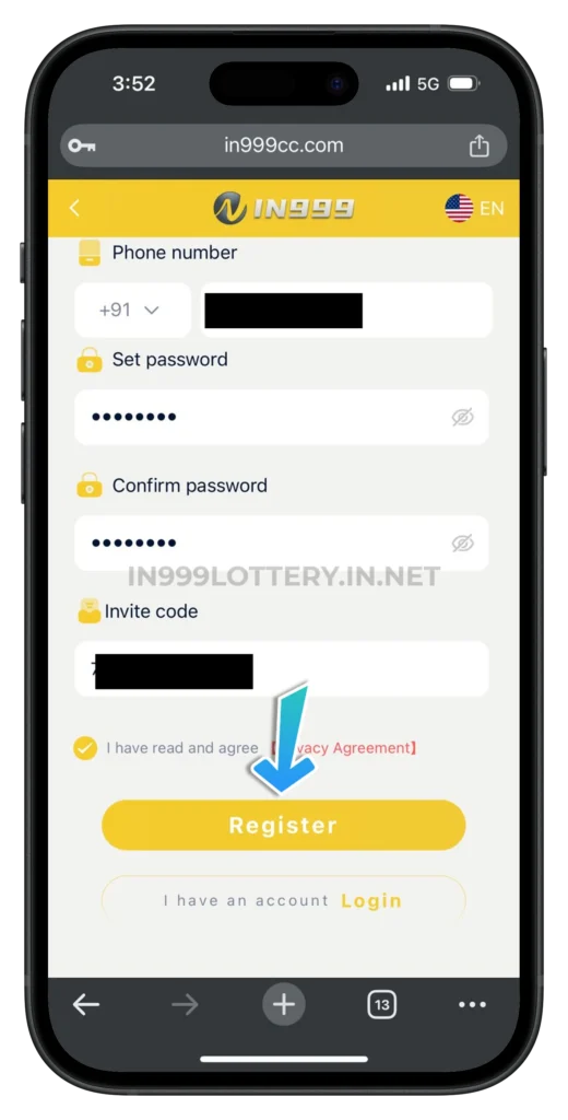 IN999-LOTTERY REGISTER